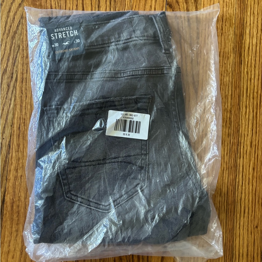 Mens Hollister Black Advanced Stretch Extreme Skinny W30 W30